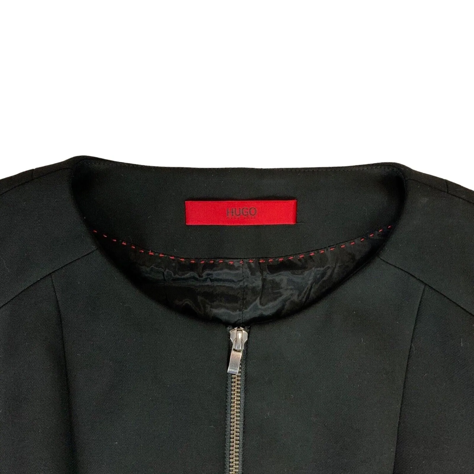 00s Black Zip-Up Hugo Boss Designer Cropped Jacket S M