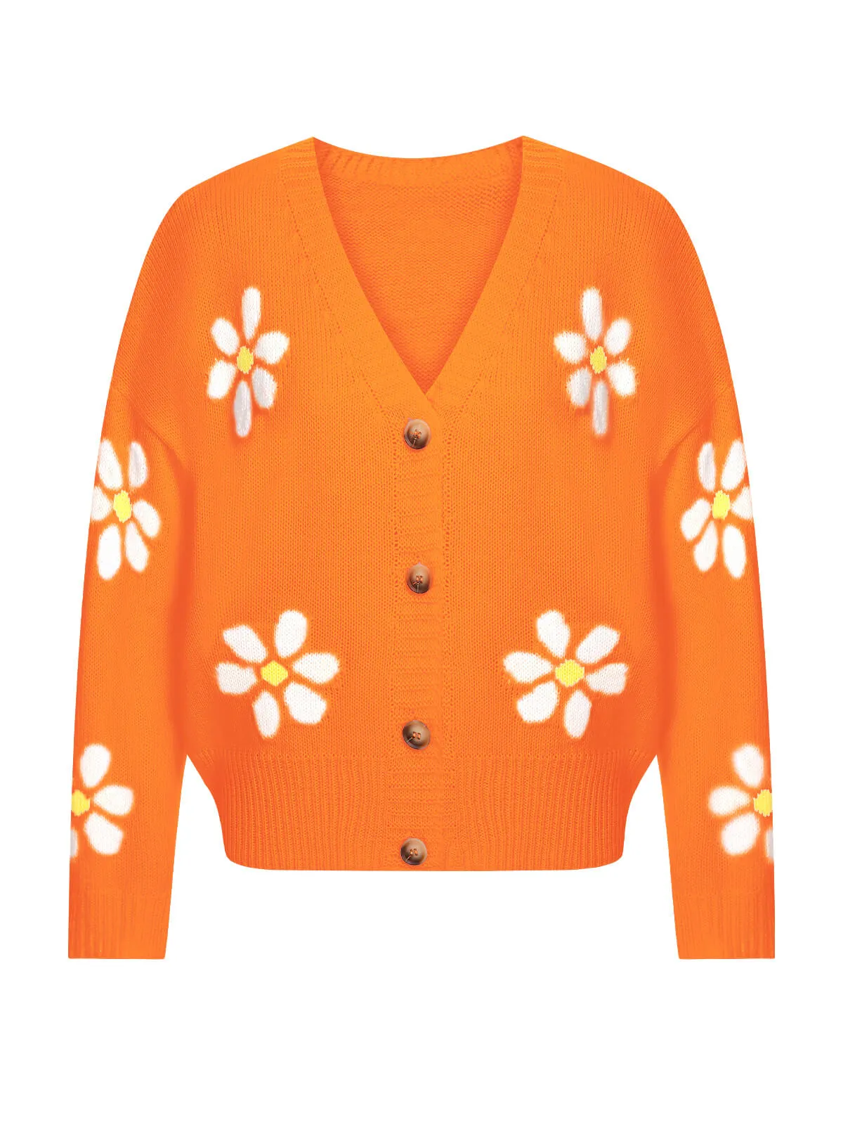 1960s Jacquard Floral Knitted Cardigan