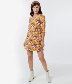 1960s Style A Well Protected Lass Print Tunic Dress