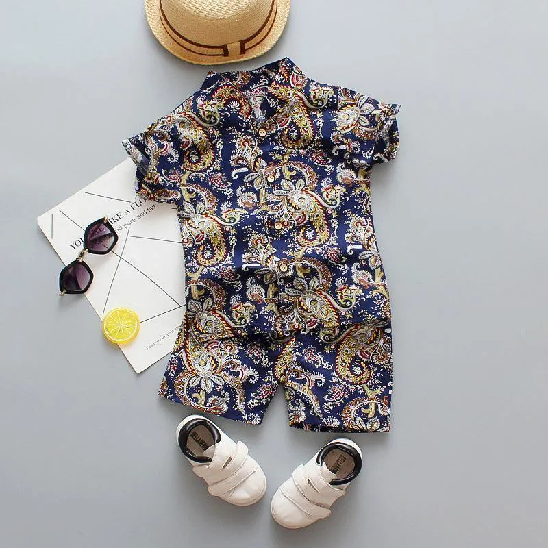 2-piece Floral Printed T-shirt & Shorts for Toddler Boy Wholesale children's clothing