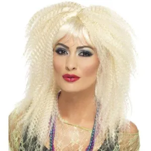 80s Trademark Crimp Wig Adult Blonde