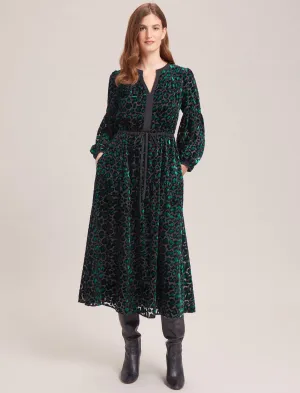 Addison Devoré Maxi Dress - Green Leopard Devoré