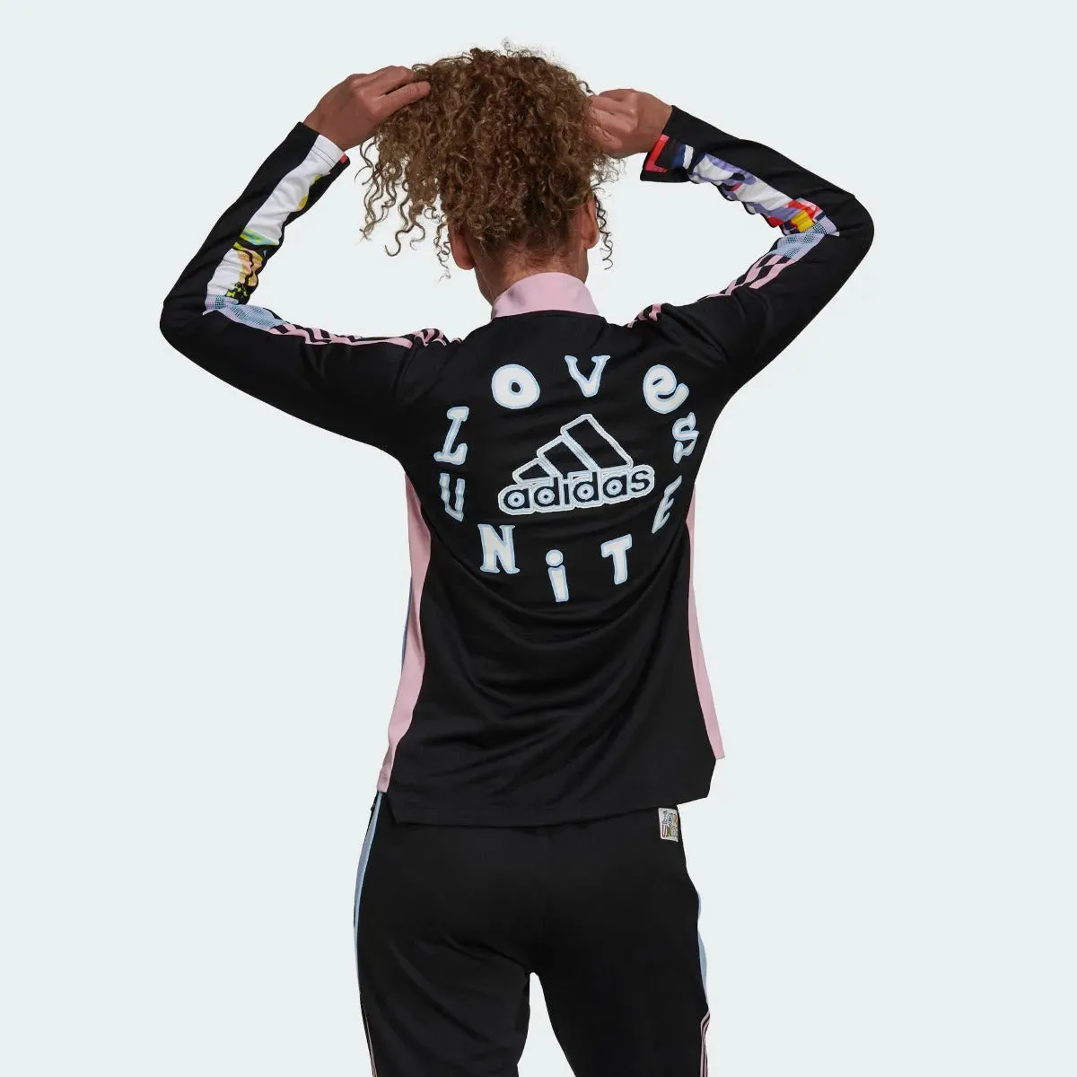 Adidas Love Unites Women Tiro Track Jacket - Black-Pink-Light Blue