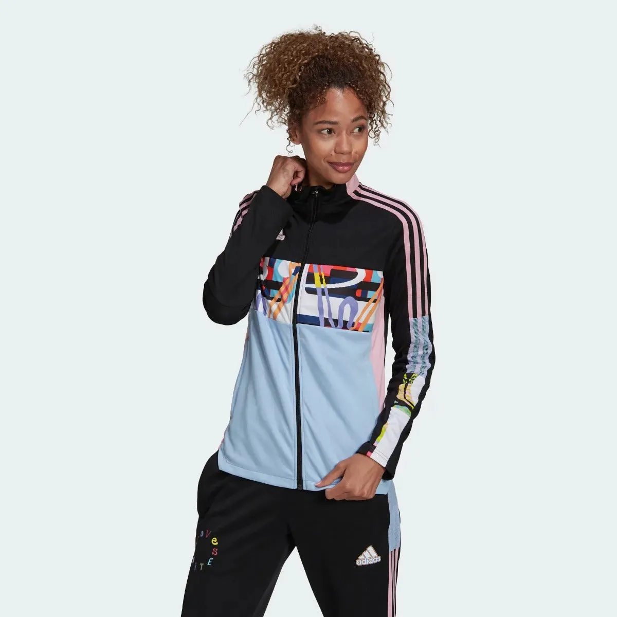 Adidas Love Unites Women Tiro Track Jacket - Black-Pink-Light Blue