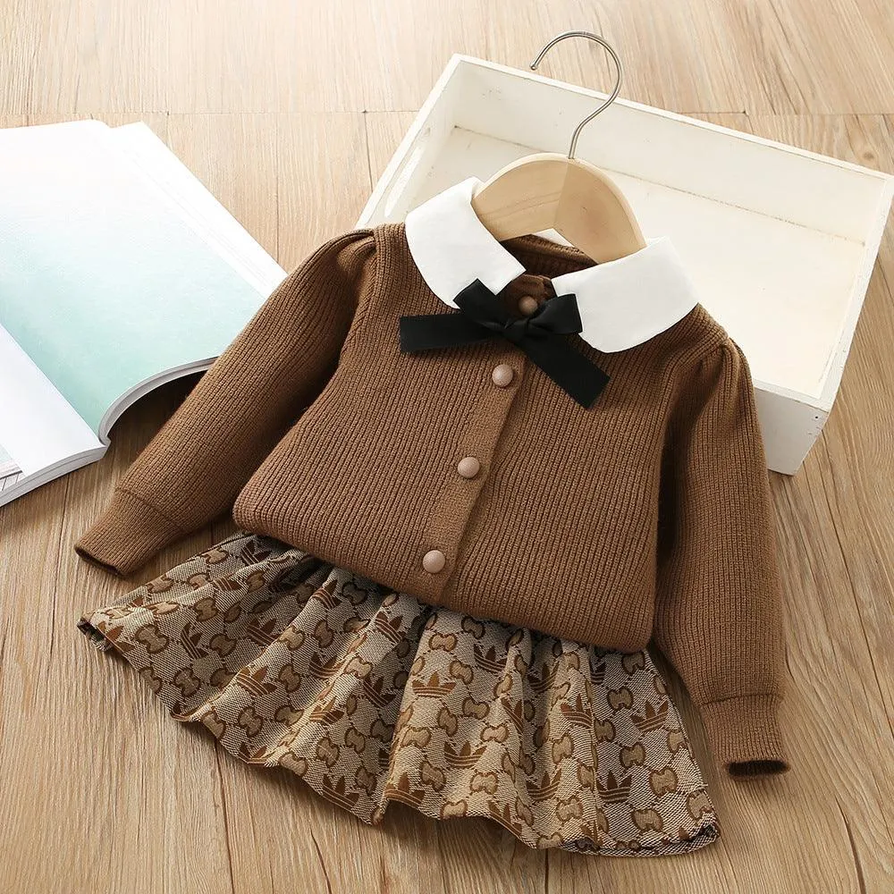 Adorable Puffy Skirt Knit Long-Sleeve Dress