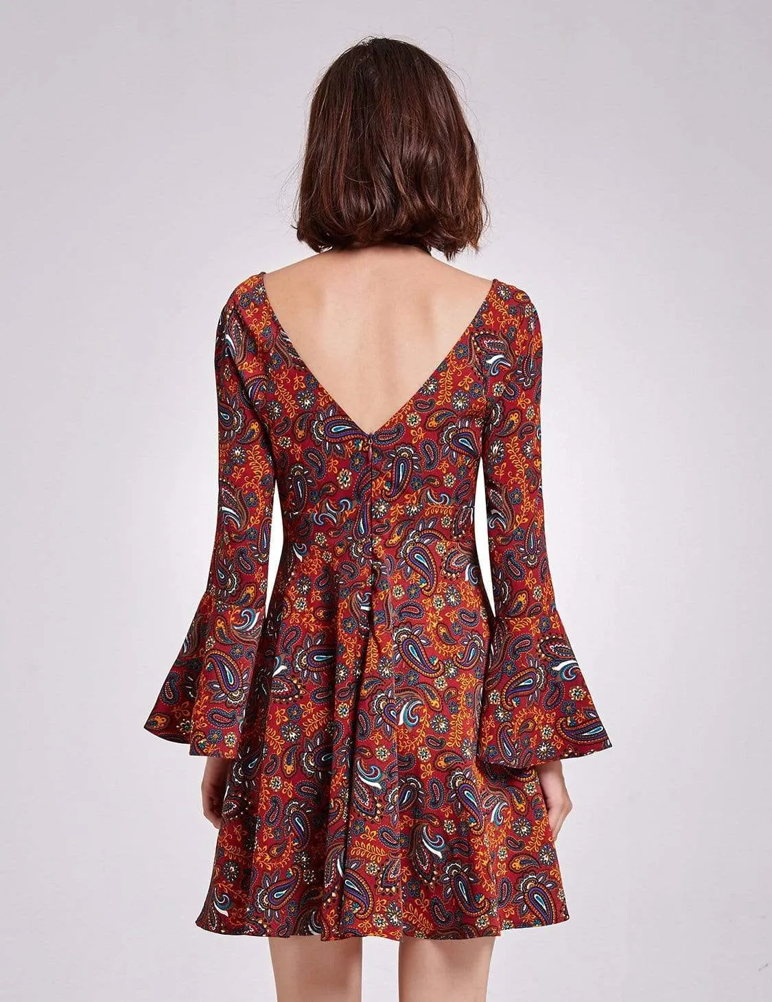 Alisa Pan V Neck Paisley Print Boho Dress