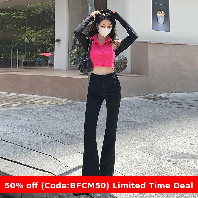 Amozae winter outfits men Skinny Jeans Women's Autumn 2024 High Waist Slimming High Straight Slim Fit Small Flared Pants Fashion