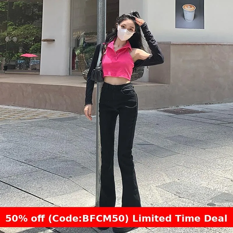 Amozae winter outfits men Skinny Jeans Women's Autumn 2024 High Waist Slimming High Straight Slim Fit Small Flared Pants Fashion