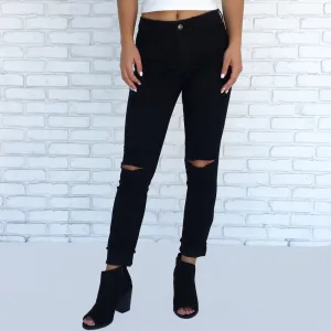 Annabelle High Waist Black Denim Skinny Pants