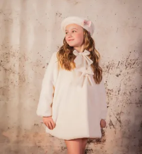 Babine AW24 - Girls Carousel Ivory Faux Fur Coat & Hat