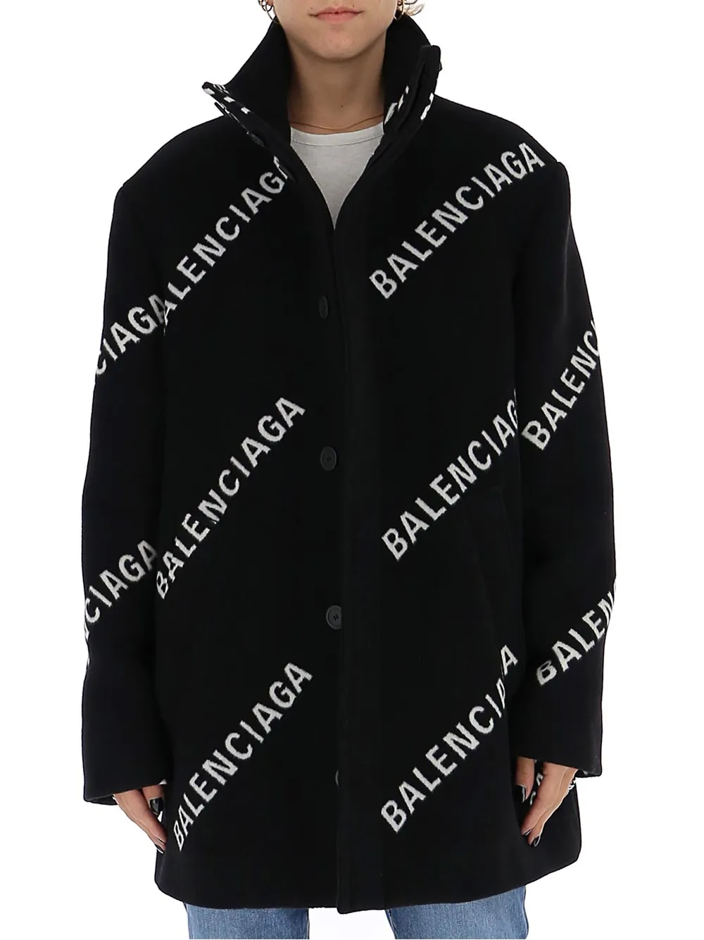 Balenciaga Allover Logo Coat