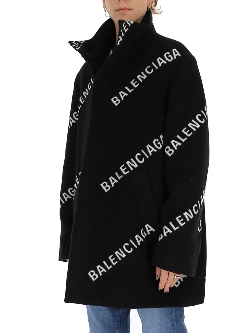 Balenciaga Allover Logo Coat