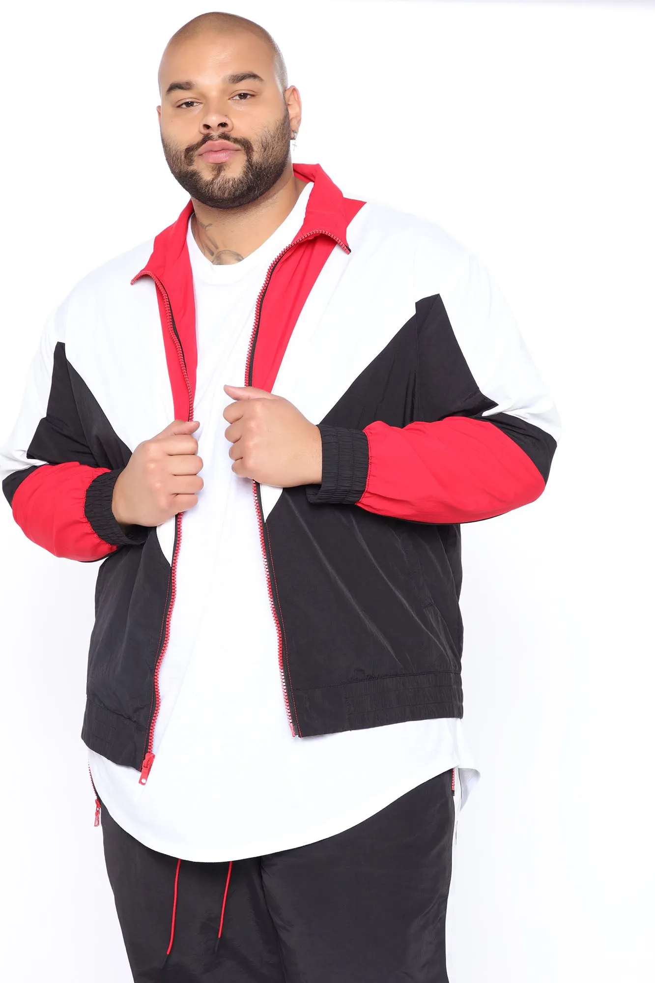 Banks Windbreaker Track Jacket - Red/combo