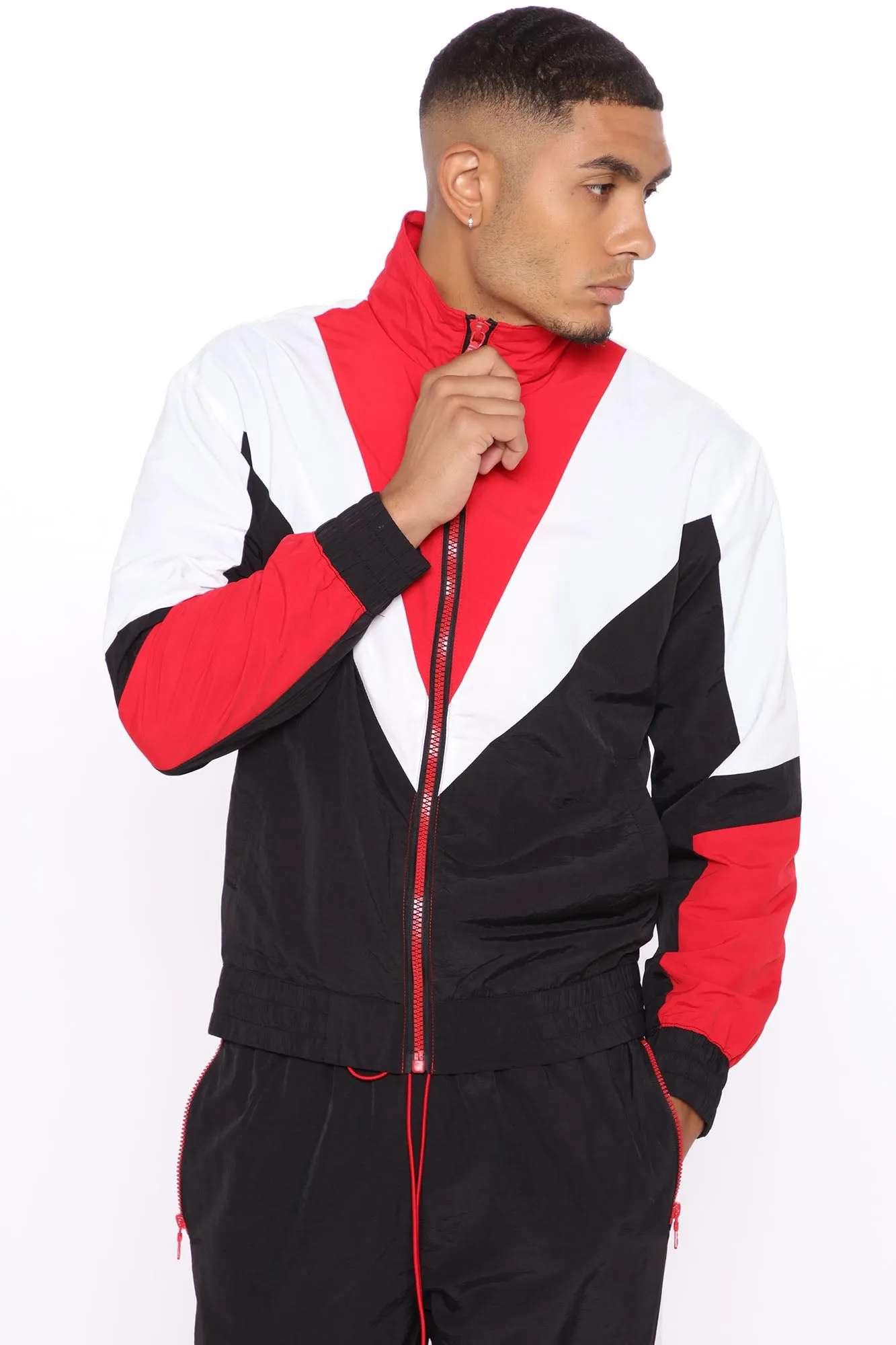 Banks Windbreaker Track Jacket - Red/combo