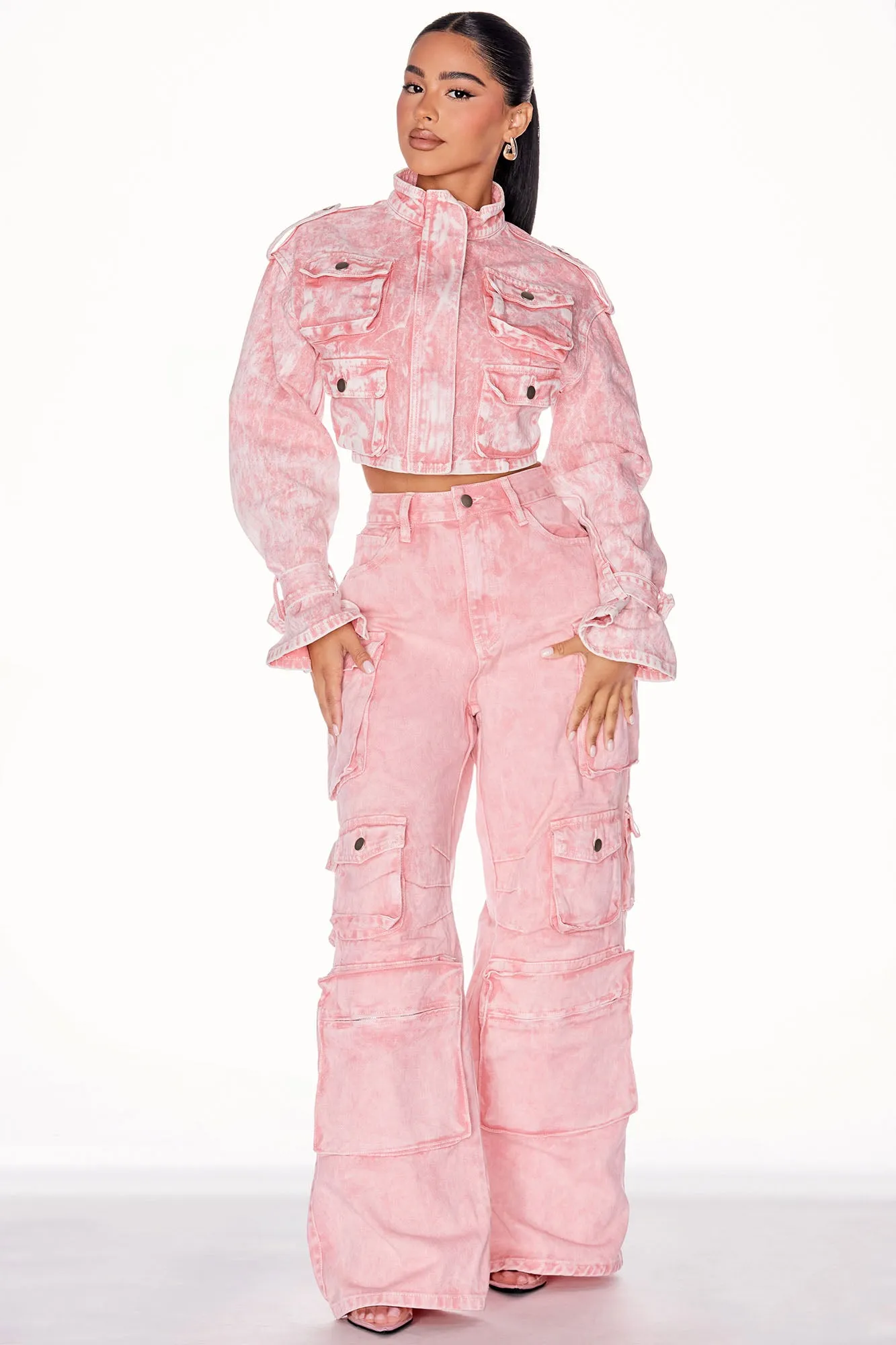 Billie Cropped Cargo Jacket - Pink