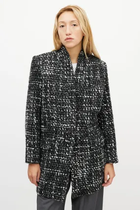 Black & White Wool Tweed Coat