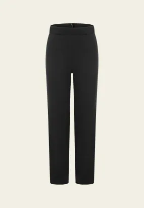 Black Elastic Waist Straight-leg Pants