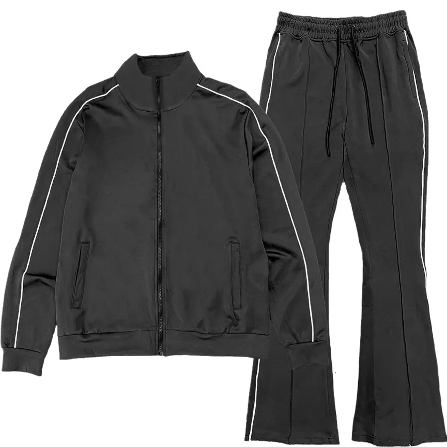 Black Flare Track Suit Set