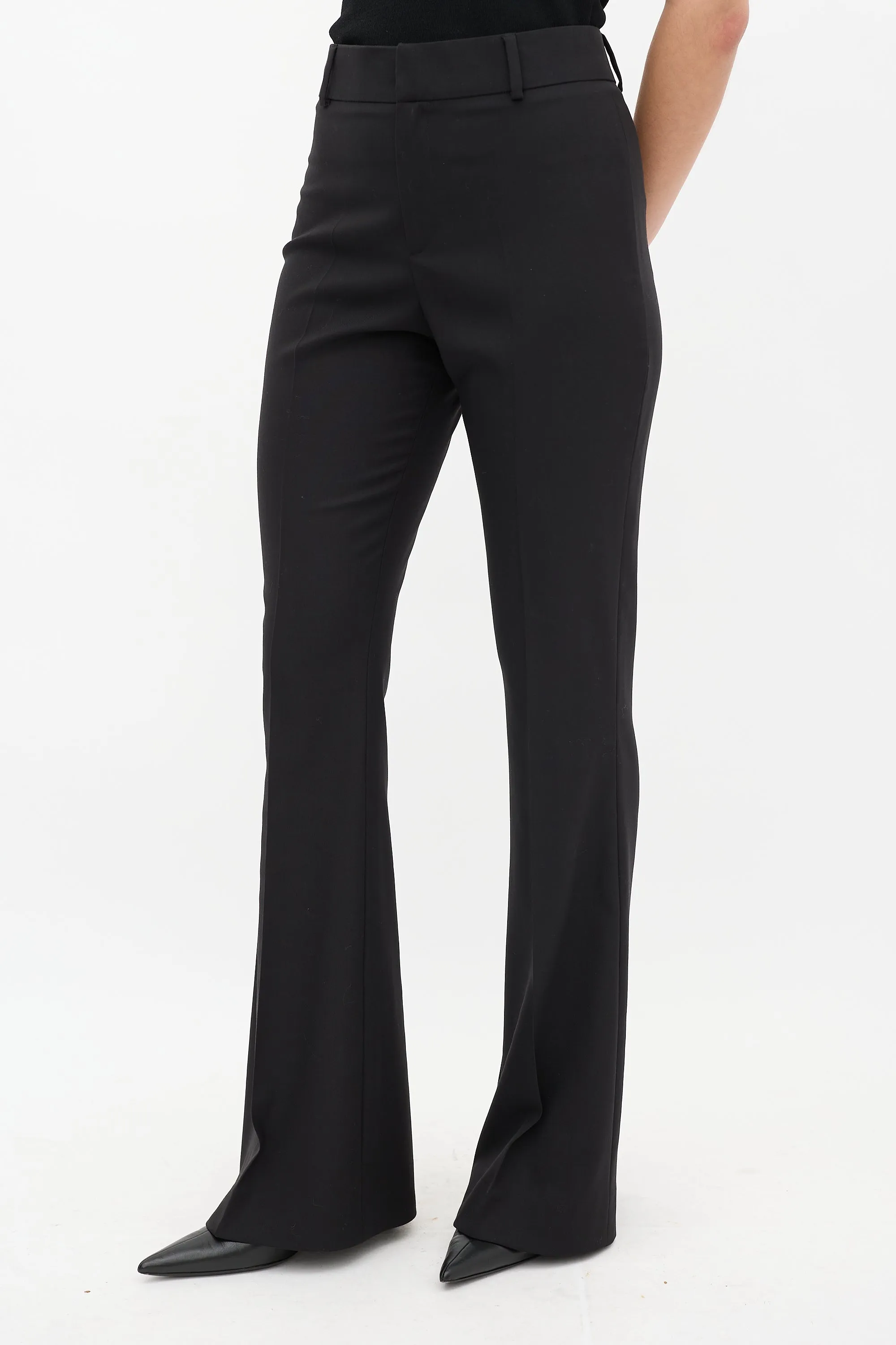 Black High Rise Flared Trouser