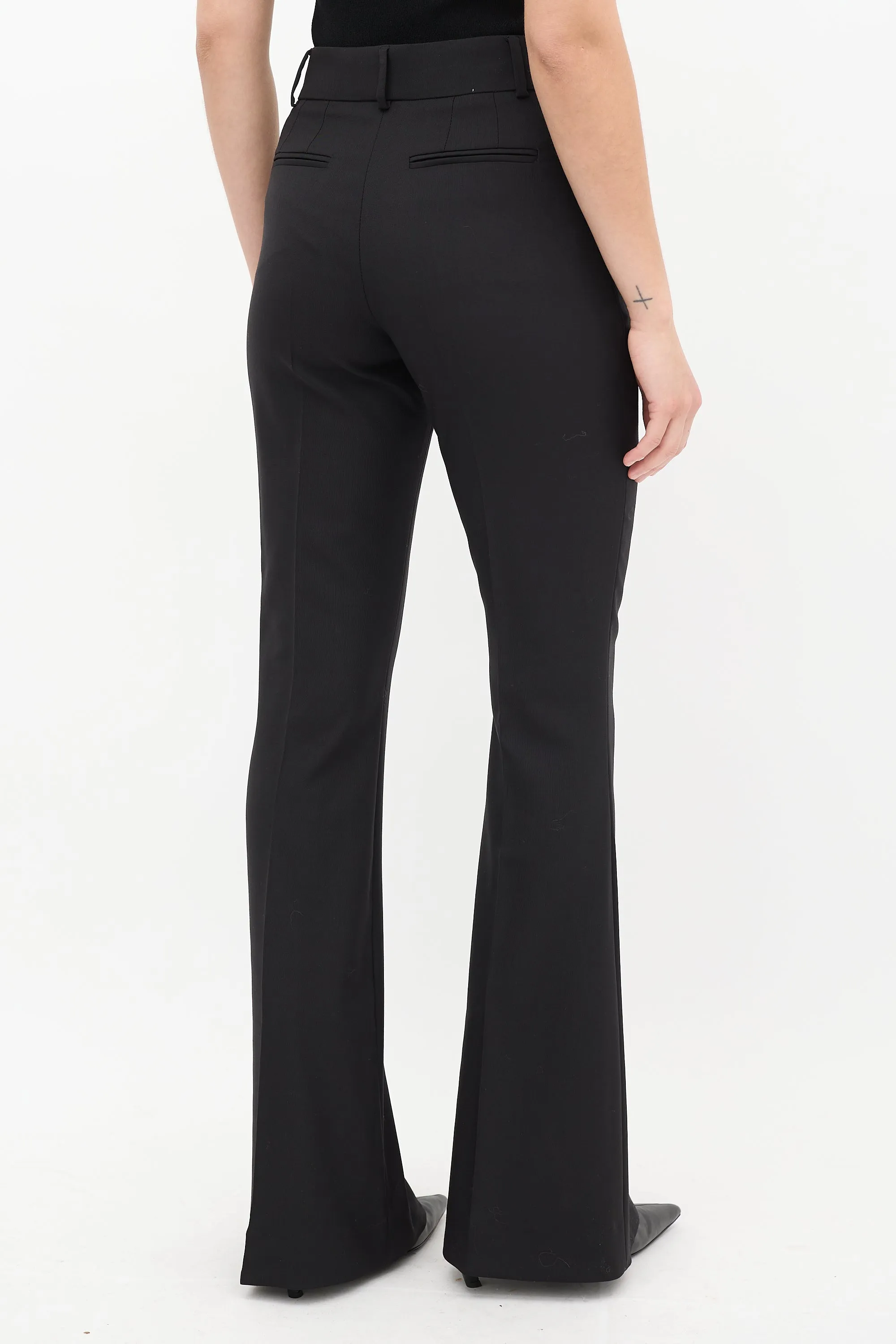 Black High Rise Flared Trouser