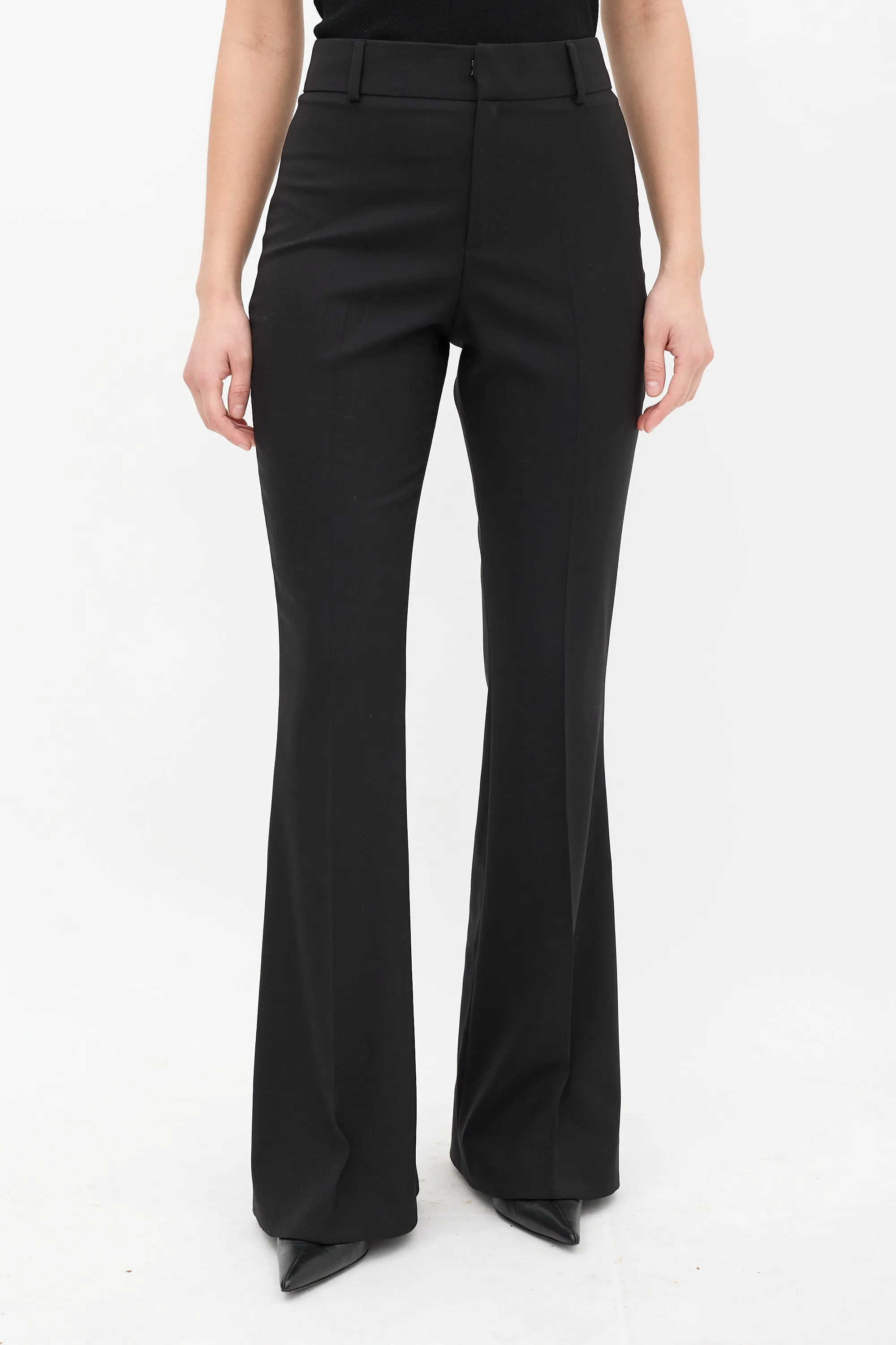 Black High Rise Flared Trouser