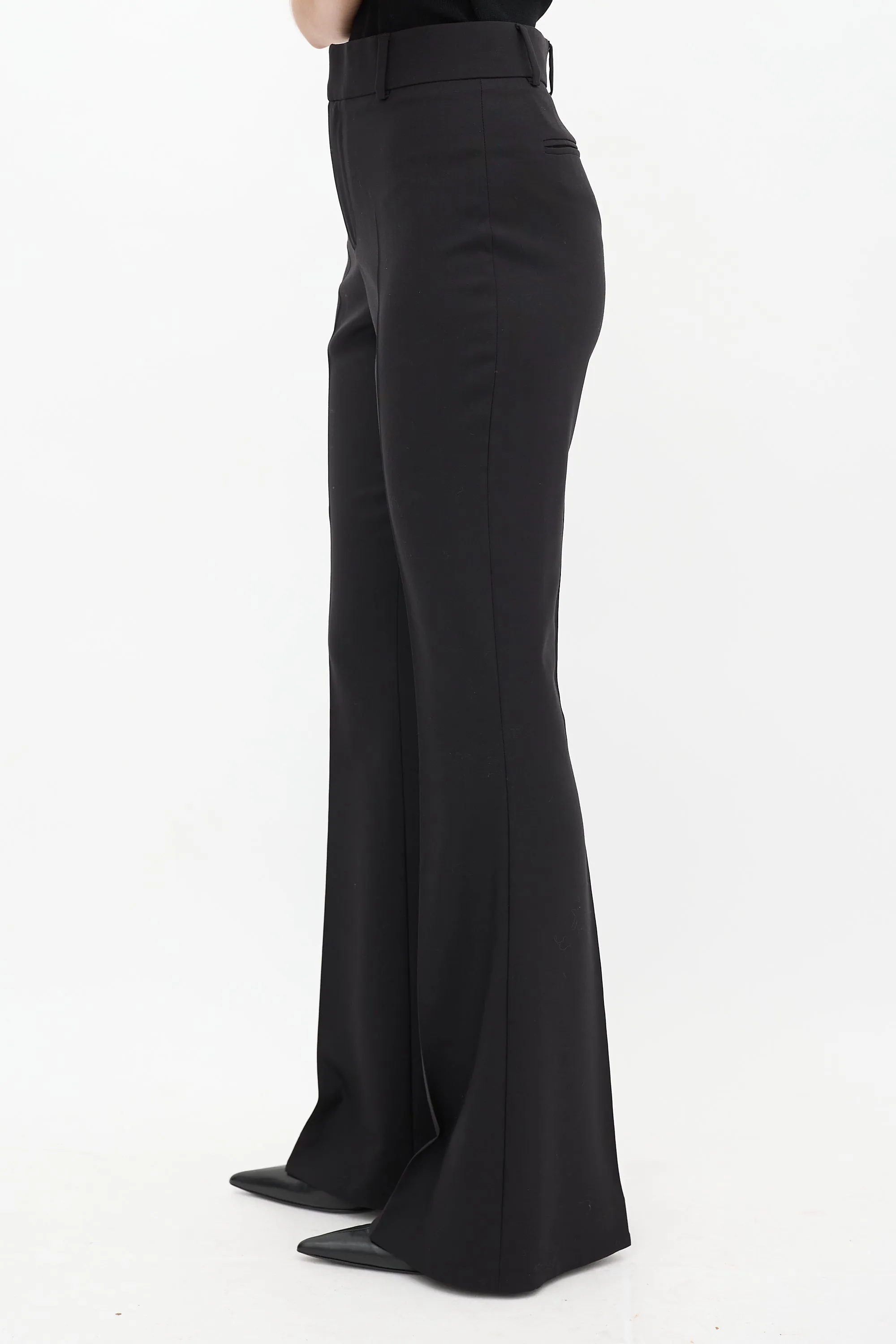 Black High Rise Flared Trouser