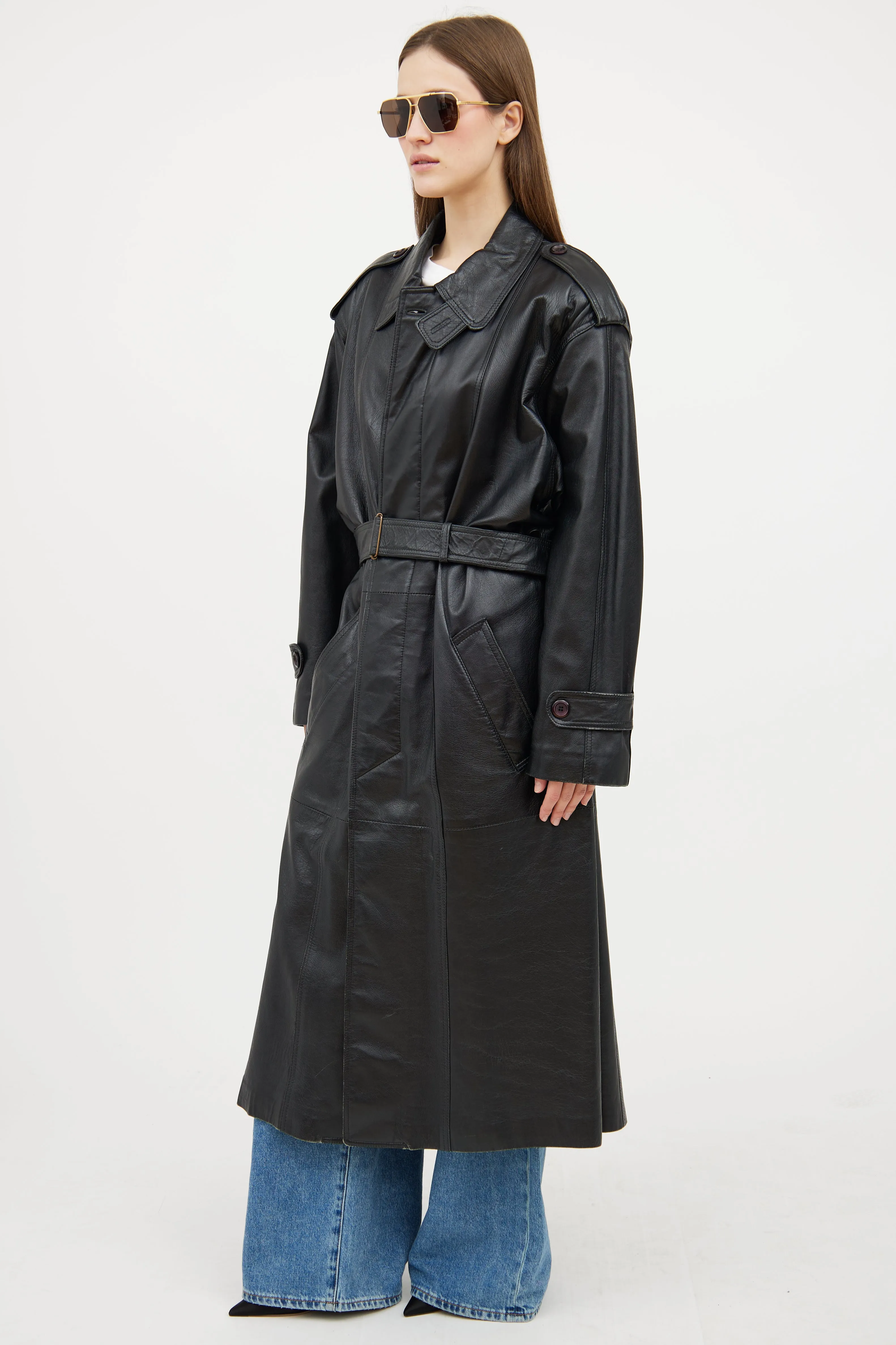 Black Leather Trench Coat