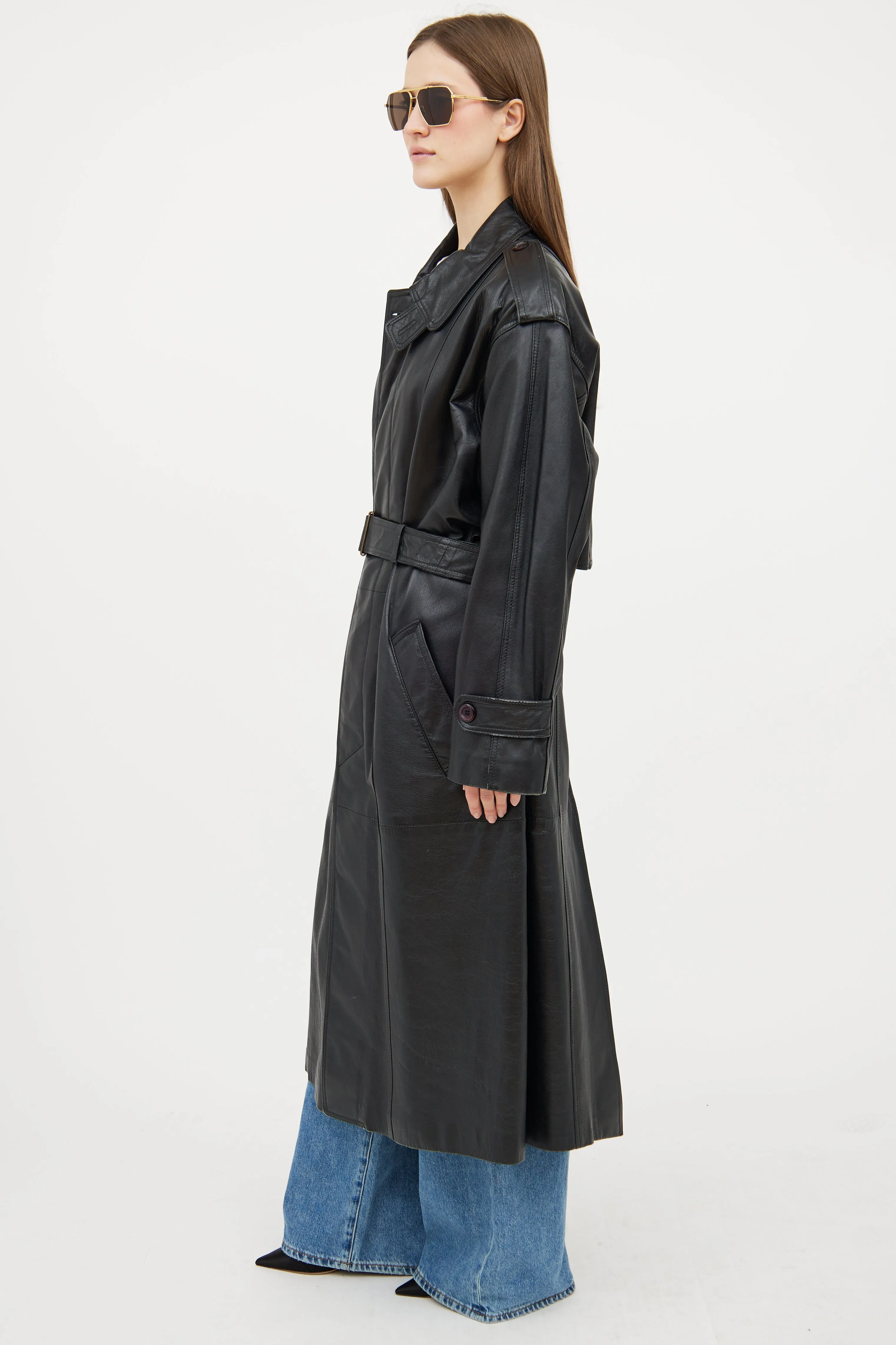 Black Leather Trench Coat