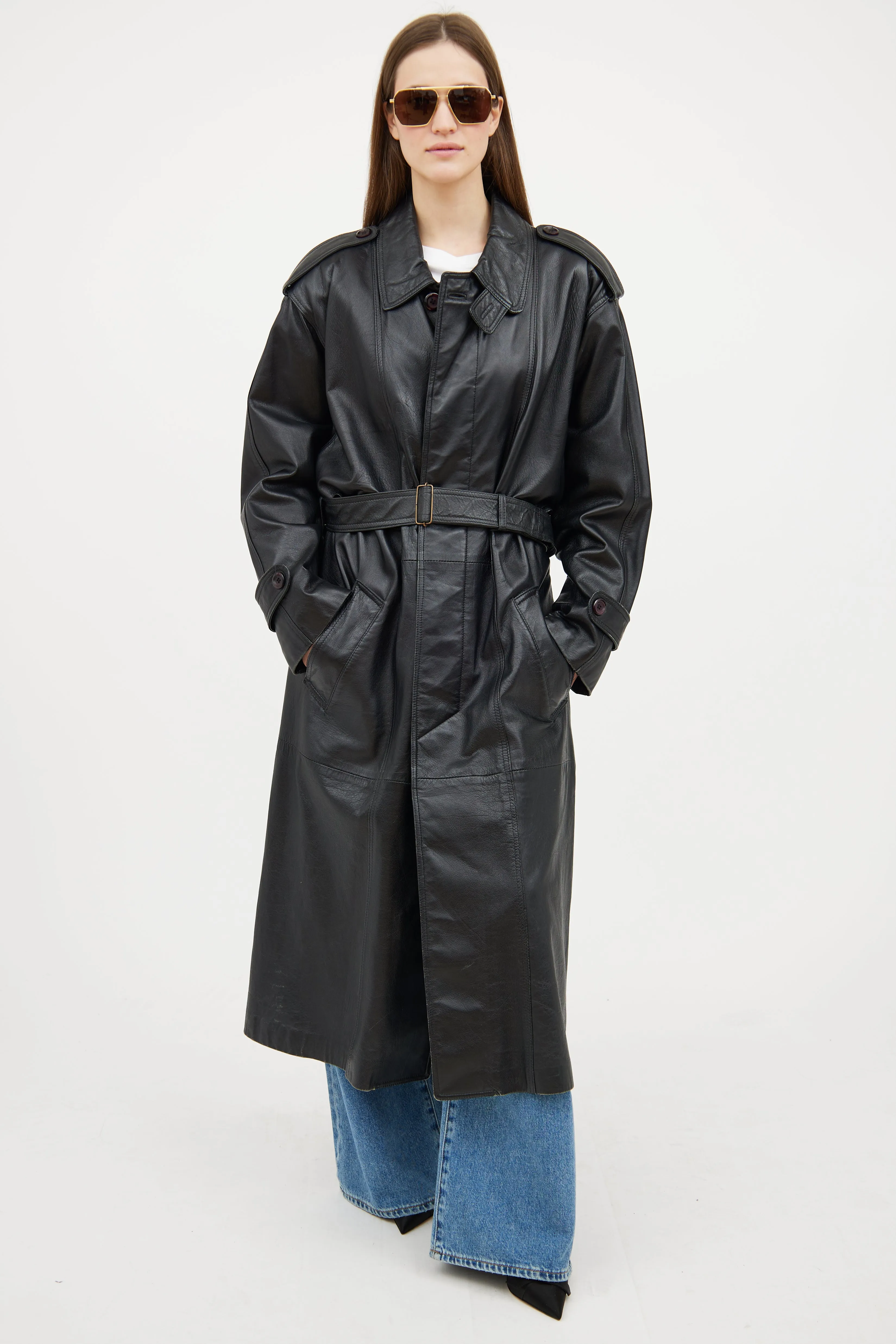 Black Leather Trench Coat