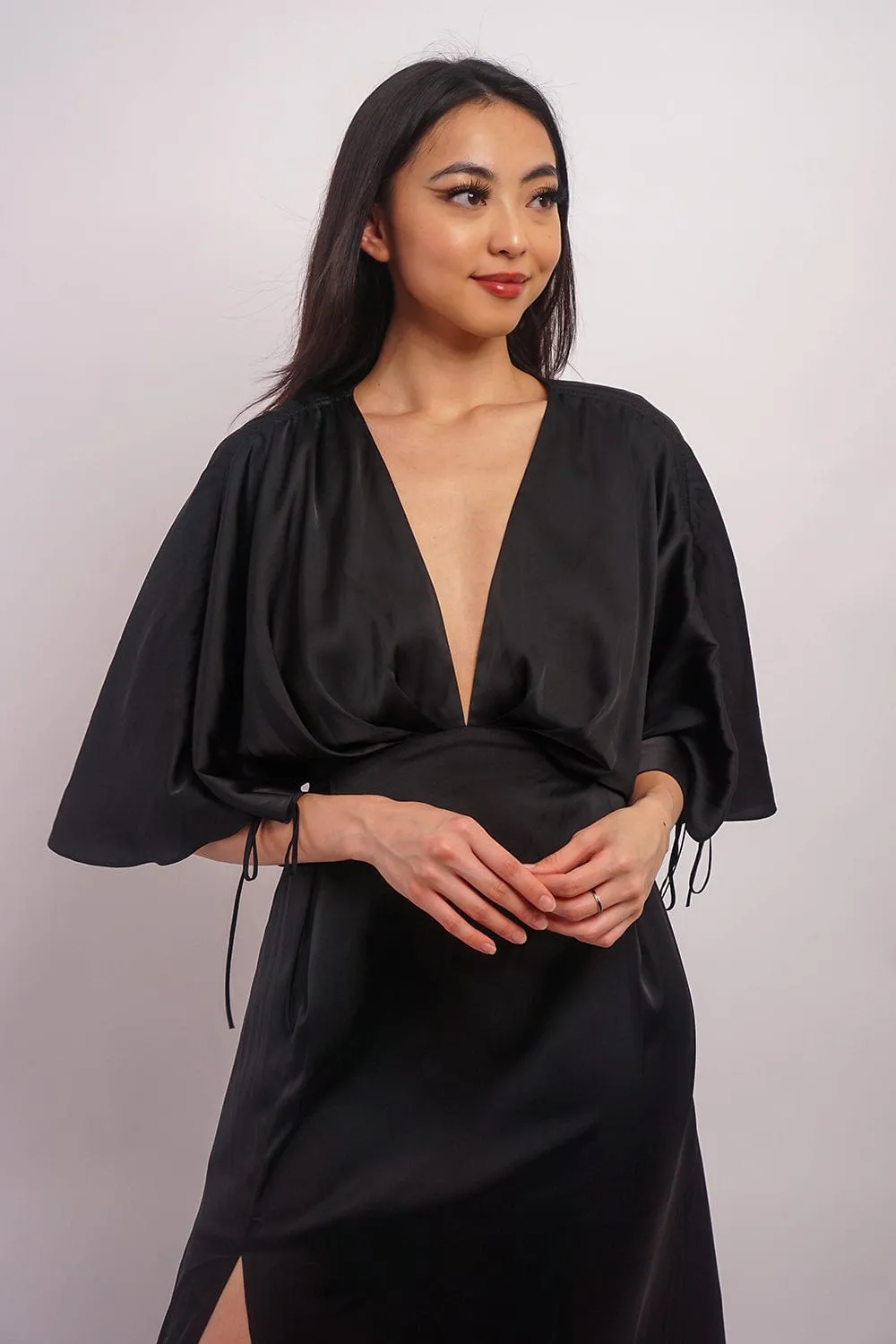 Black Satin Kasumi Maxi Dress