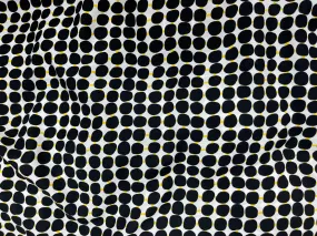 Black Yellow Retro - Clearance Printed Crepe Fabric