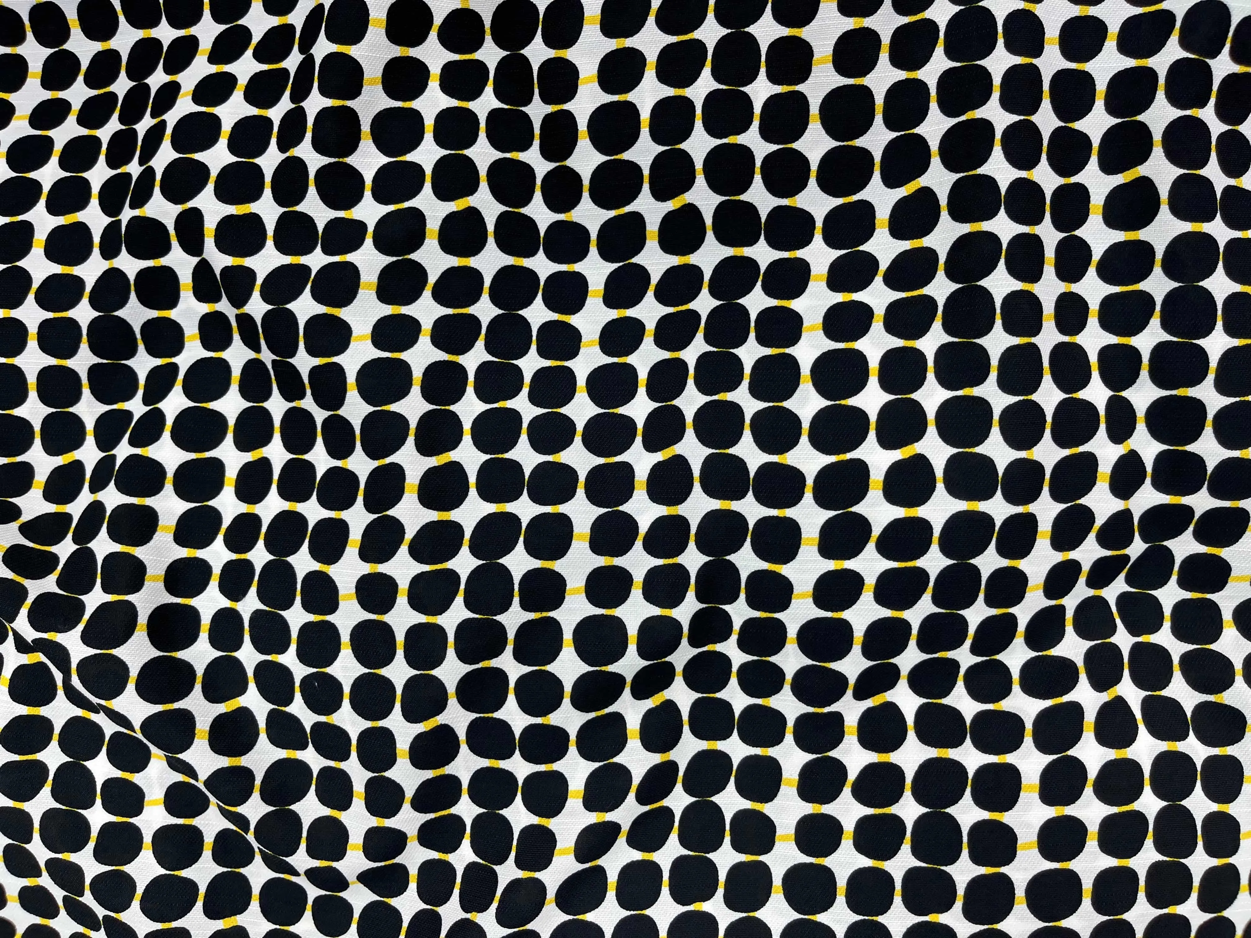 Black Yellow Retro - Clearance Printed Crepe Fabric