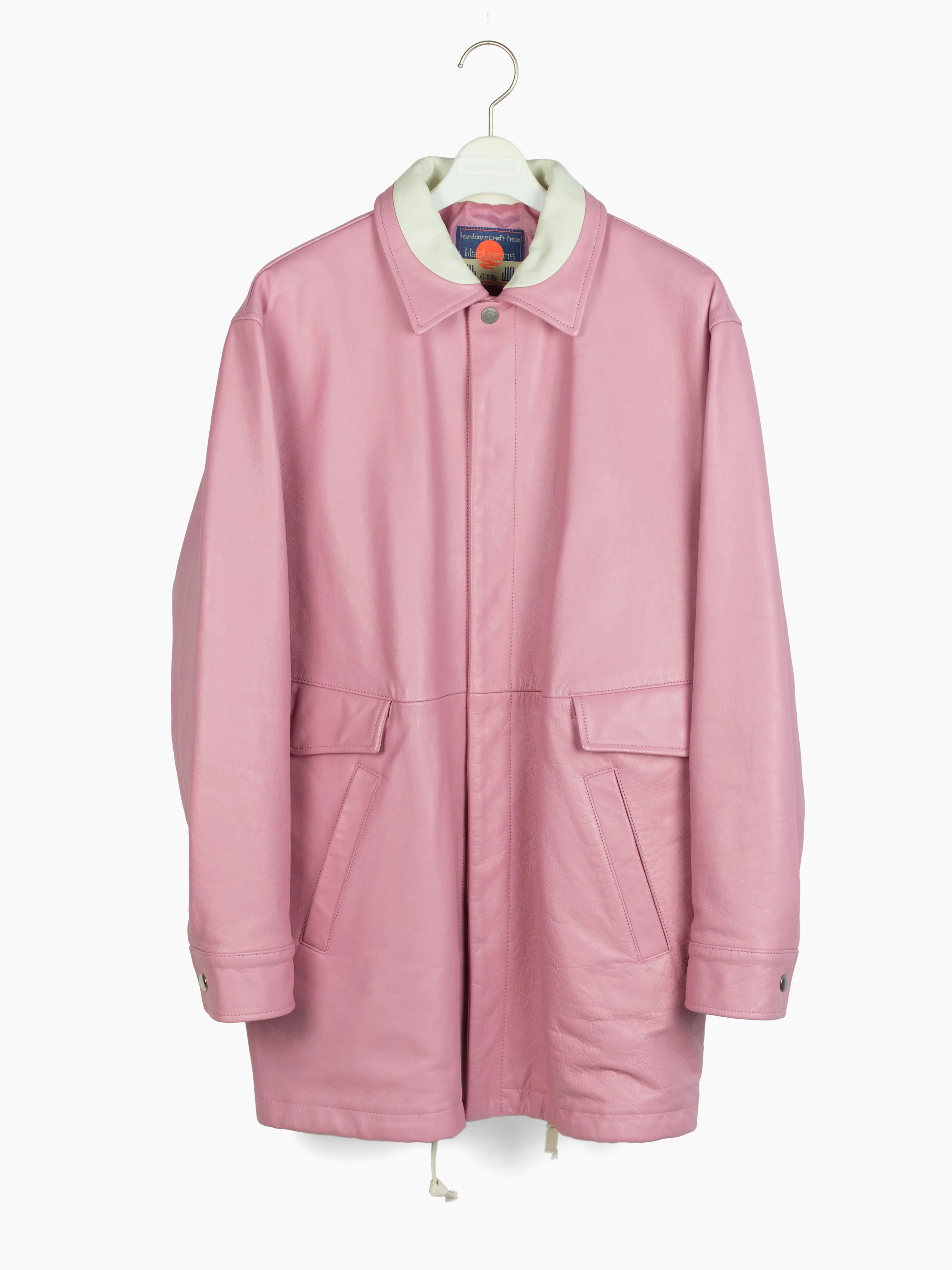 Blackmeans Pink Leather Layered Pocket Coat