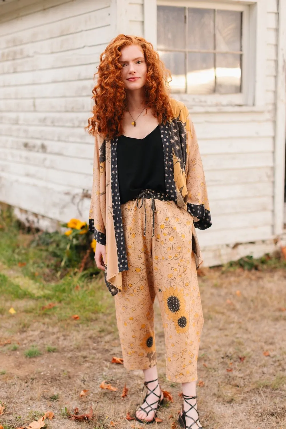 Boho Linen Cropped Artist Pants Ankle Length Milk & Honey - Not included in Black Friday Sale