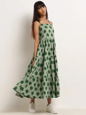 Bombay Paisley Green Printed Cotton Maxi Dress