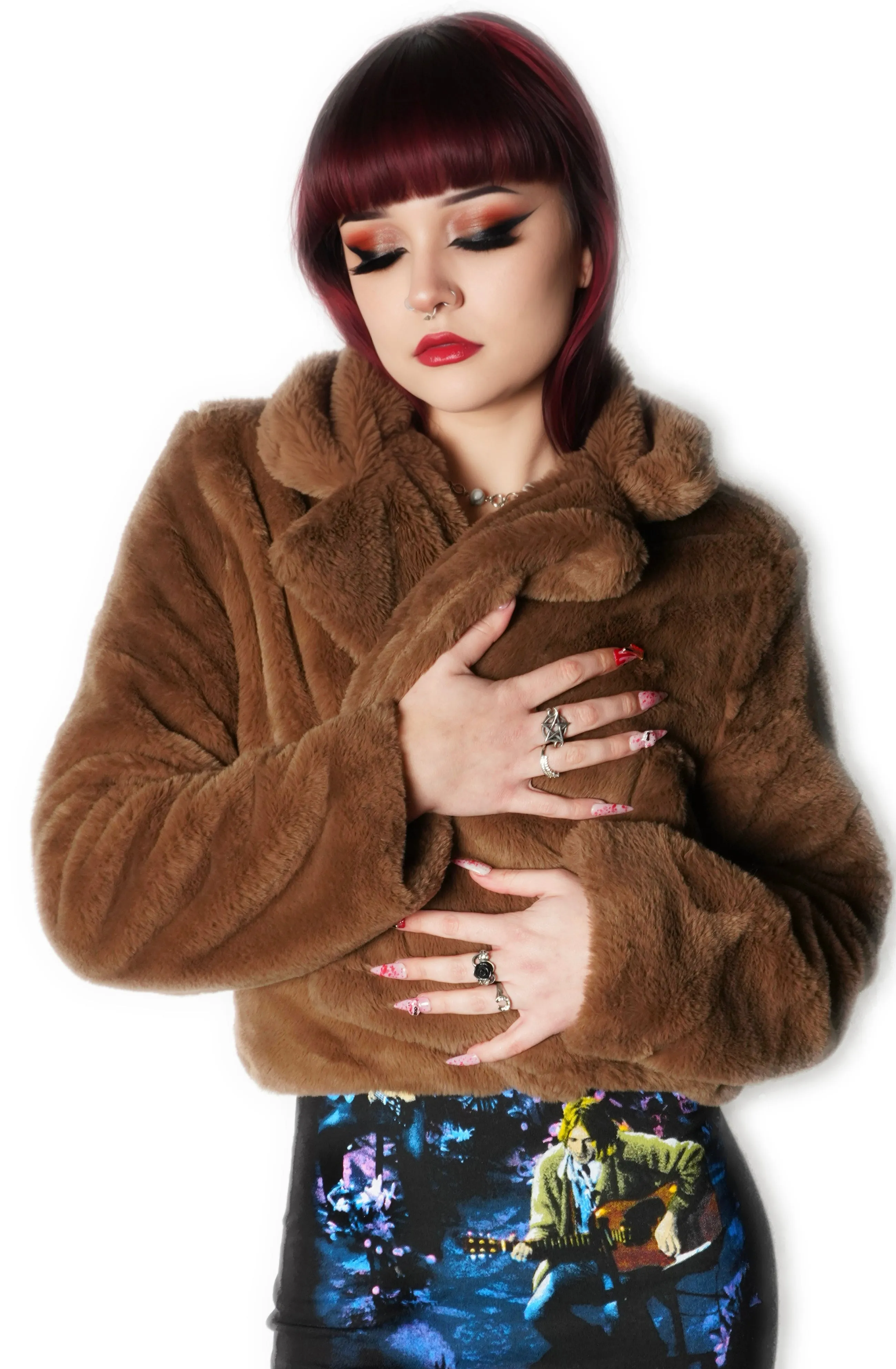 Brown Faux Fur Cropped Jacket