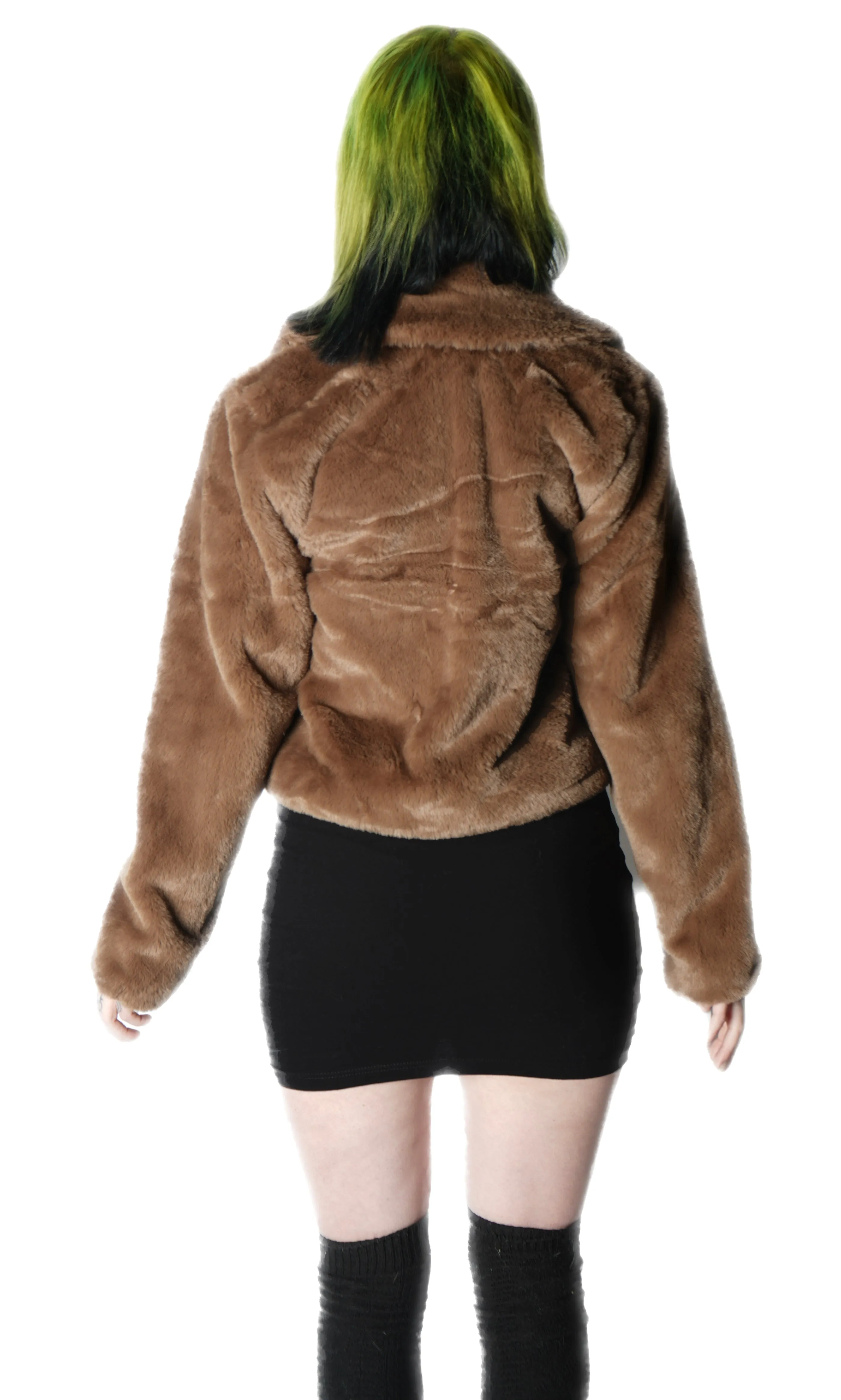 Brown Faux Fur Cropped Jacket