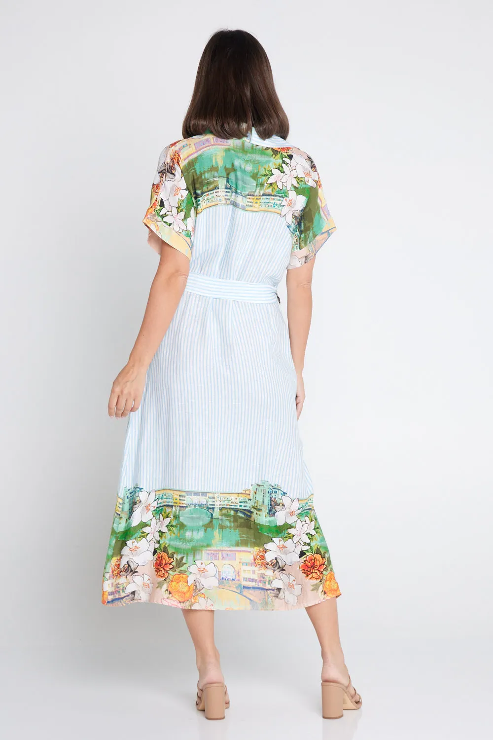 Calliope Linen Shirt Dress - Seaside Gardens