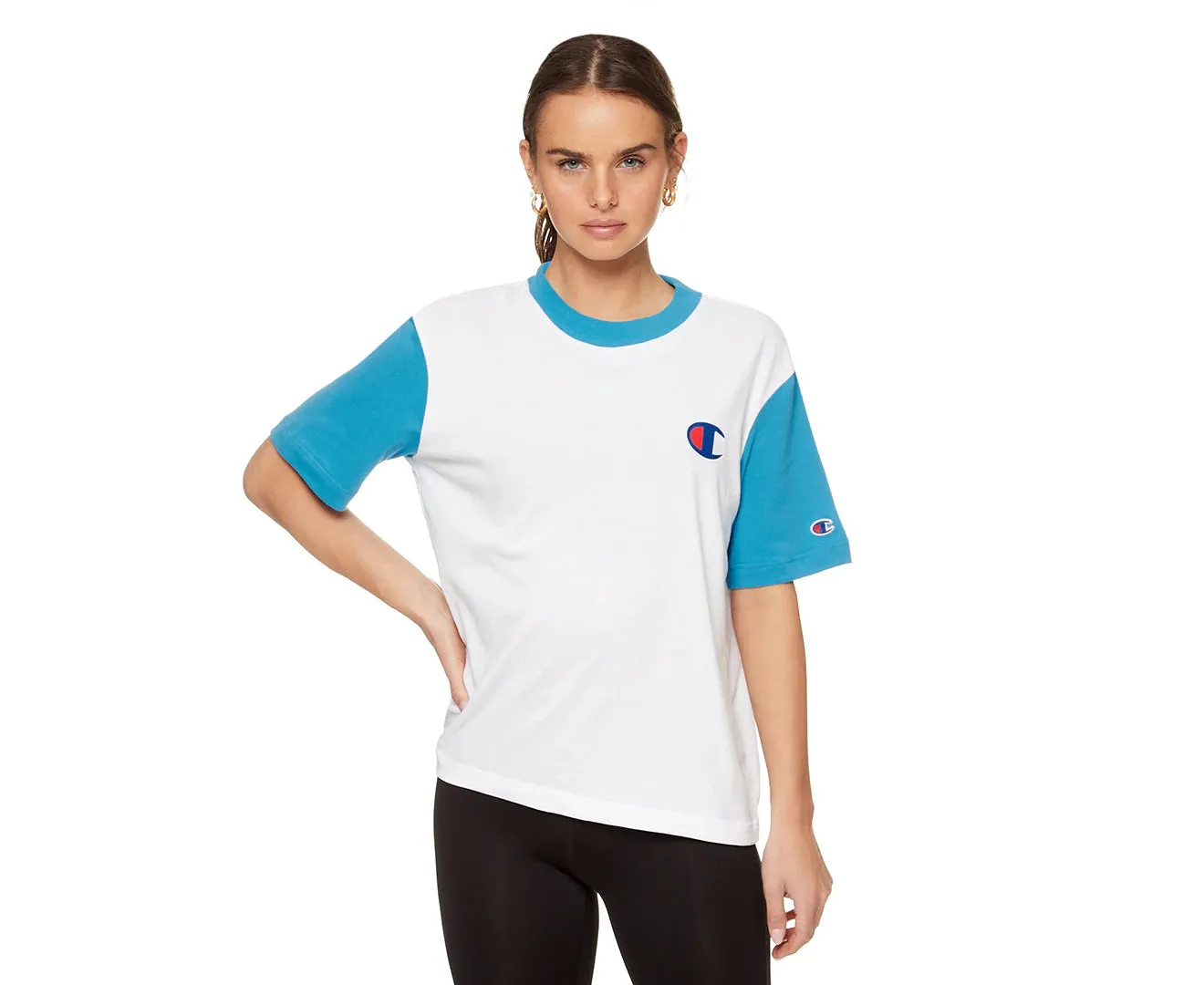 Champion Womens Sps Jersey Rag Script Tee - Blue