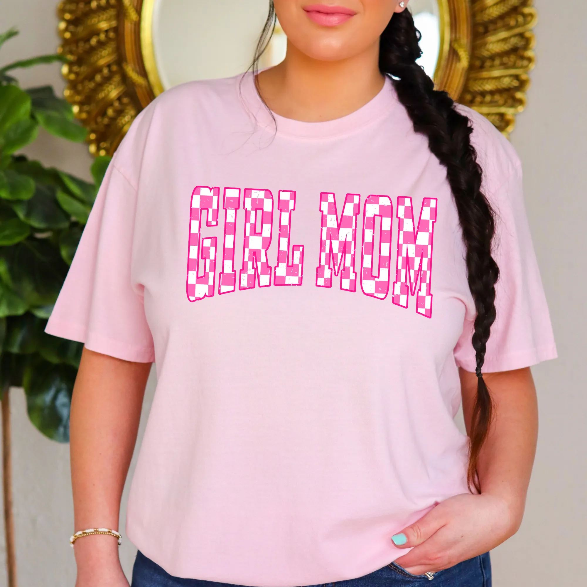 Checkered Girl Mom Shirt