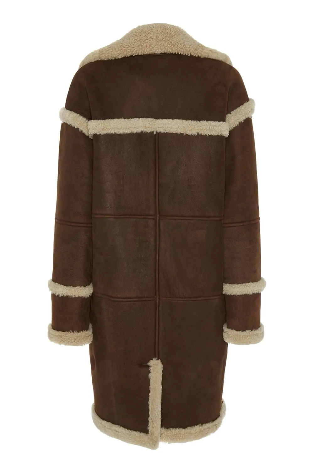 Choc Curly Shearling Car Coat