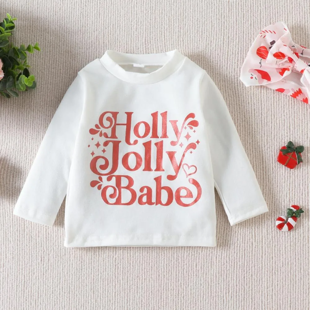 Christmas Children Set Autumn Girls Letter  Print Flared Pants Set Wholesale Girls Clothes