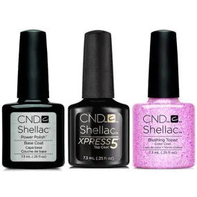 CND - Shellac Xpress5 Combo - Base, Top & Blushing Topaz (0.25 oz)