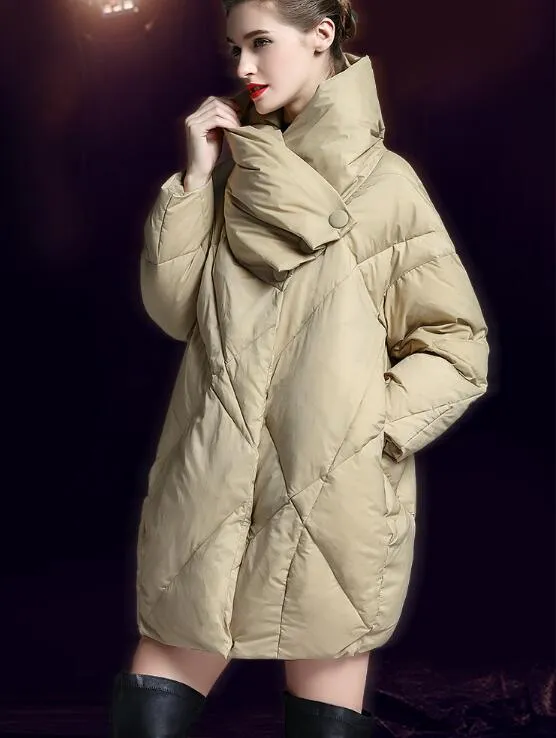 Cocoon Loose Women Puffer Coat Winter Down Coat Hooded Duck Down Jackets 6655