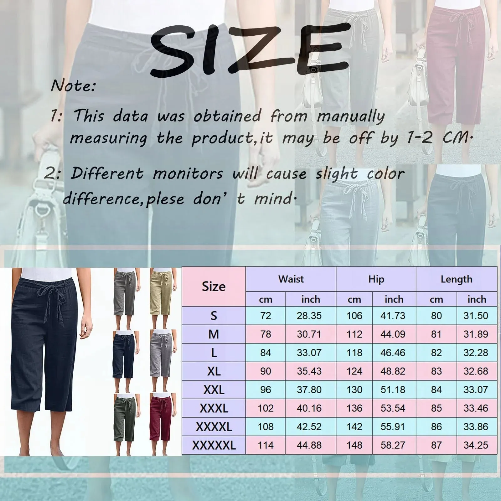 Comfortable Breathable Summer Wide Straight Casual Solid Simple Pants