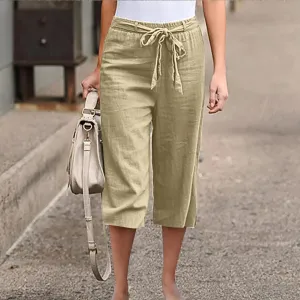 Comfortable Breathable Summer Wide Straight Casual Solid Simple Pants