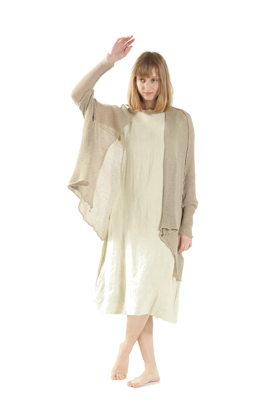 Cotton  & Bamboo Oversized Cardigan - Light Taupe