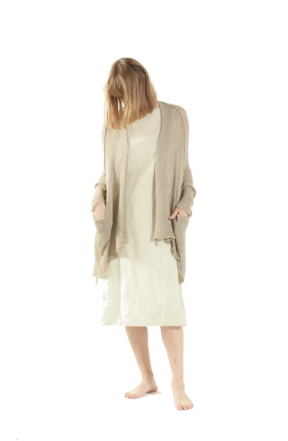 Cotton  & Bamboo Oversized Cardigan - Light Taupe