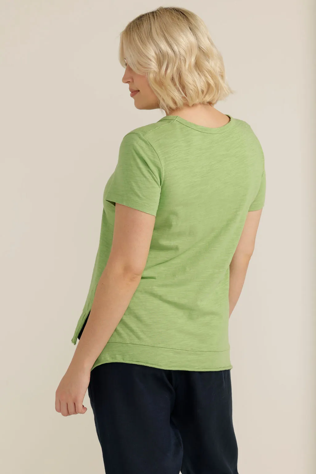 Cotton Hi Low Hem Tee Apple Green