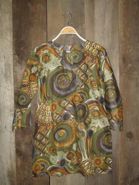 Cotton Tunic Top 60s Retro Print